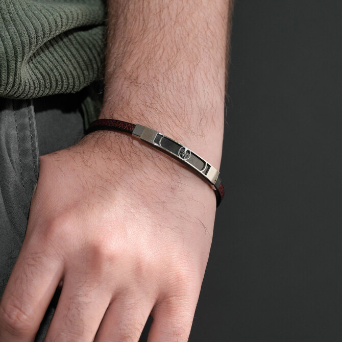 Hayat Ağacı Deri Çelik Bileklik - Tesbihcibaba