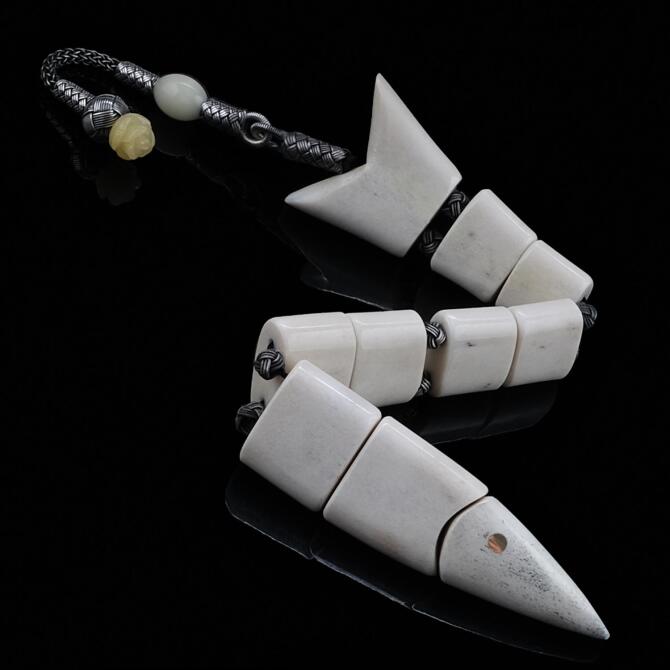 Horn Fin Edition- Saf Gümüş Geyik Boynuzu Balık Tesbih - Tesbihcibaba