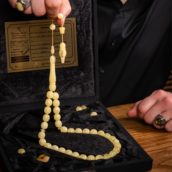 Hüseyin Çelik Usta Kaya Damla Kehribar Tesbih - Tesbihcibaba