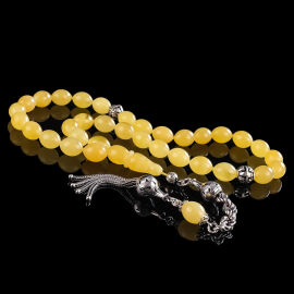 Ice Yellow Amber- Topaz Püskül Damla Kehribar Tesbih - 1