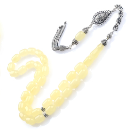 Ice Amber-Beyaz Kaplan Eşsiz Damla Kehribar Tesbih - 3