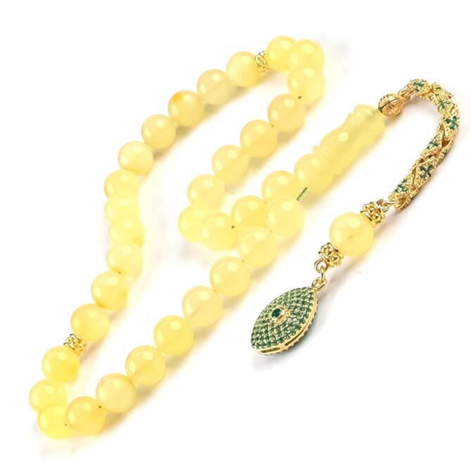 İce Amber Beyaz Kaplan Eşsiz Kaya Damla Kehribar Tesbih - Tesbihcibaba