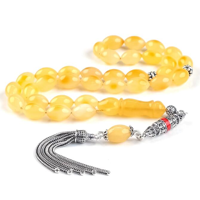 İce Amber Mineli Püskül Damla Kehribar Tesbih - Tesbihcibaba