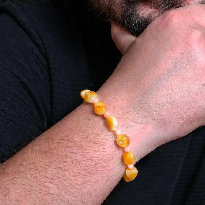 İce Amber-Tiger Damla Kehribar Bileklik - Tesbihcibaba