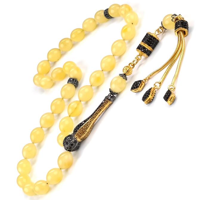 İce Amber Zirkon Set Damla Kehribar Tesbih - Tesbihcibaba