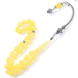 Ice Yellow Amber- Beyzi Kesim Damla Kehribar Tesbih - 3