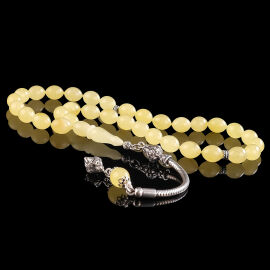 Ice Yellow Amber- Beyzi Kesim Damla Kehribar Tesbih - 1