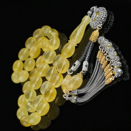 Ice Yellow Amber - Cihanda Tek Damla Kehribar Tesbih - 1