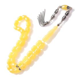 Ice Yellow Amber- Kapsül Kesim Damla Kehribar Tesbih - 3