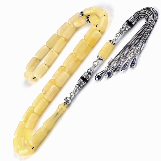 İce Yellow Amber Mineli Psükül Damla Kehribar Tesbih - Tesbihcibaba
