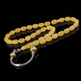 Ice Yellow Amber-Sertifikalı Damla Kehribar Tesbih - 2