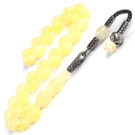 Ice Yellow Amber Usta İşi Kazaz Damla Kehribar Tesbih - 2