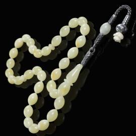 Ice Yellow Amber Usta İşi Kazaz Damla Kehribar Tesbih - 1