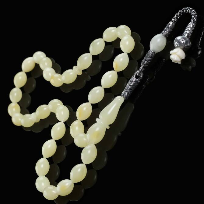 Ice Yellow Amber Usta İşi Kazaz Damla Kehribar Tesbih - Tesbihcibaba