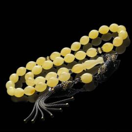 Ice Yellow Amber - Zirkon Tasarım Damla Kehribar Tesbih - 2