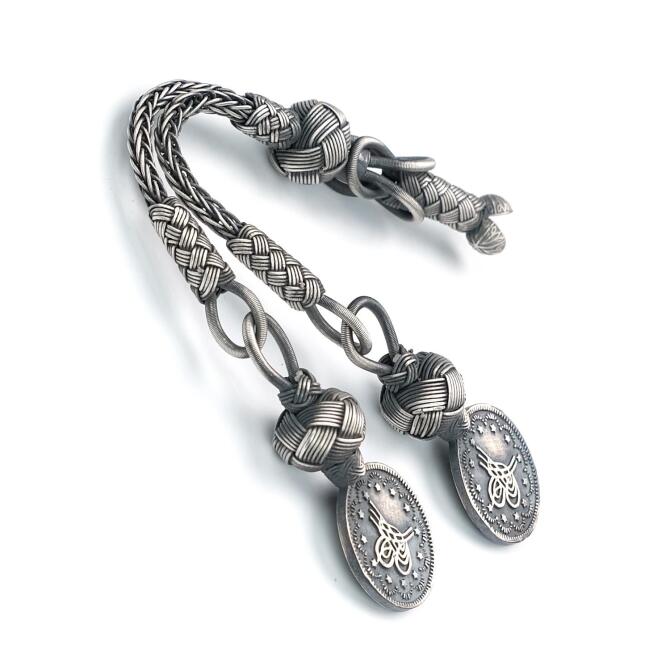 İkili Osmanlı Lira Tasarım El Örmesi Kazaz Tesbih Püskülü - Tesbihcibaba