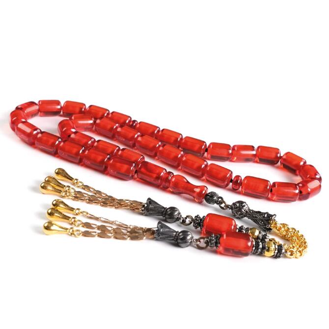 İri Boy Kapsül Kan Çiçeği Ateş Kehribar Tesbih - Tesbihcibaba