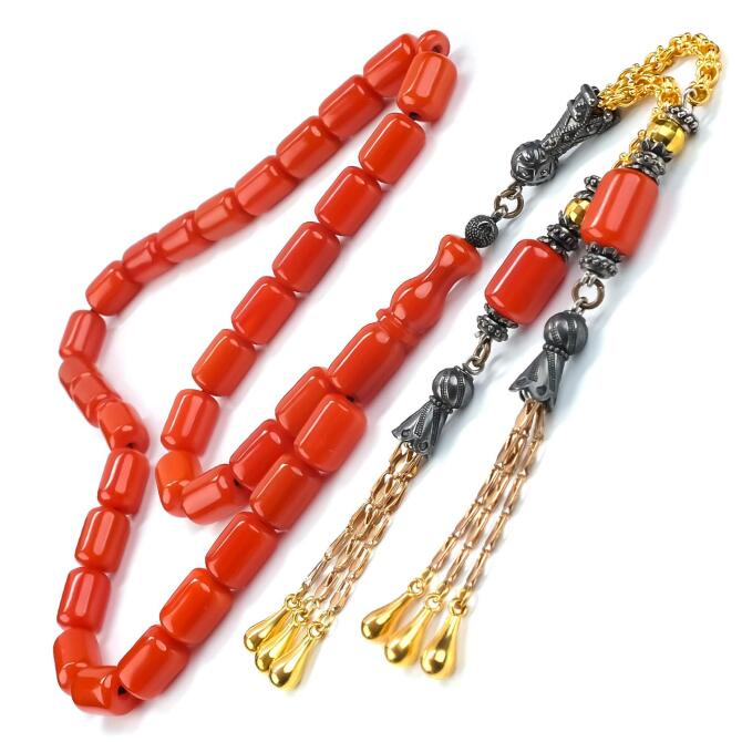 İri Boy Kapsül Portakal Renk Sıkma Kehribar Tesbih - Tesbihcibaba