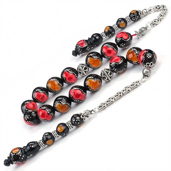 İşlemeli Kuka Gümüş Tasarım Zaza Tesbih - Tesbihcibaba