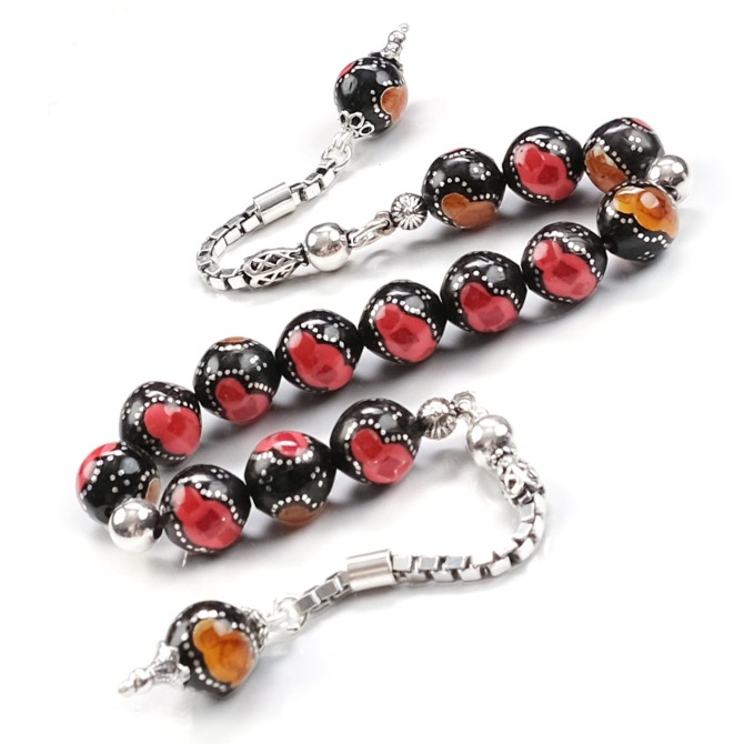 İşlemeli Kuka Gümüş Tasarım Zaza Tesbih - Tesbihcibaba