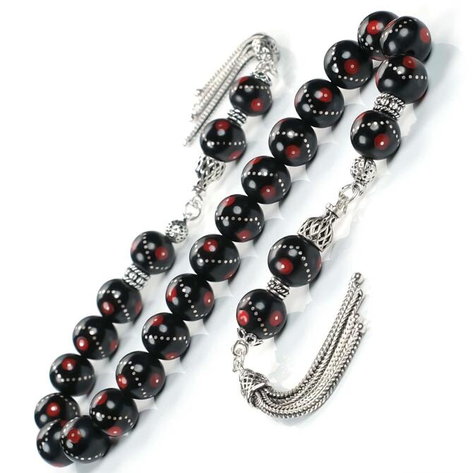 İşlemeli Oltu Taşı Zaza Tesbih - Tesbihcibaba