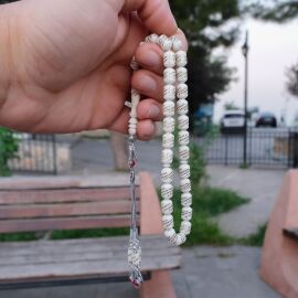 İşlemeli Özel Tasarım Gümüş Kamçı Kemik Tesbih - 2