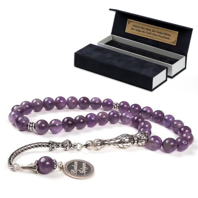 İsme Özel Ametist Doğaltaş Tesbih - Tesbihcibaba