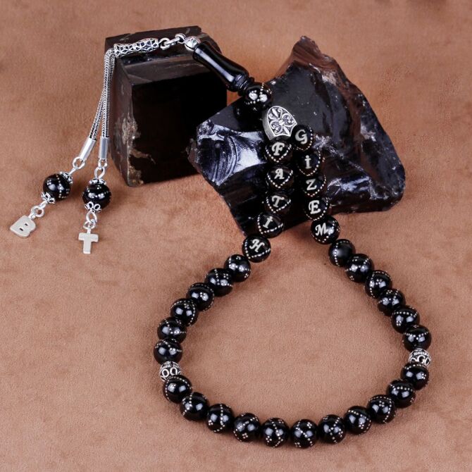 Name Special Engraved Oltu Stone Prayer Beads