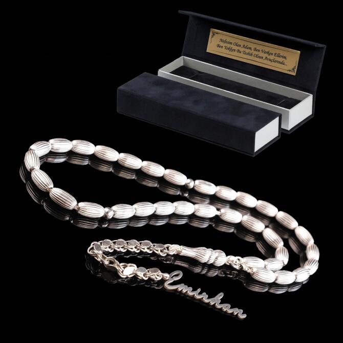 İsmine Özel İmza Model Gümüş Tesbih - Tesbihcibaba