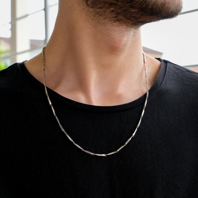 İtalyan Desen 316L Paslanmaz Çelik Erkek Kolye - Tesbihcibaba