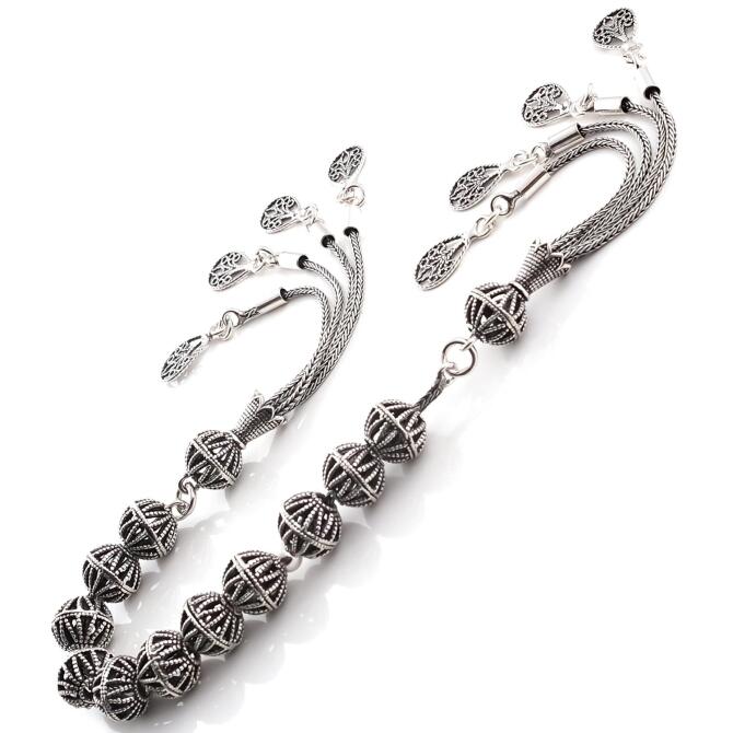 Kafes Model Telkari Gümüş Zaza Tesbih - Tesbihcibaba