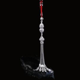 Kafes Tasarım Beş Saçaklı Gümüş Tesbih Püskülü - 2