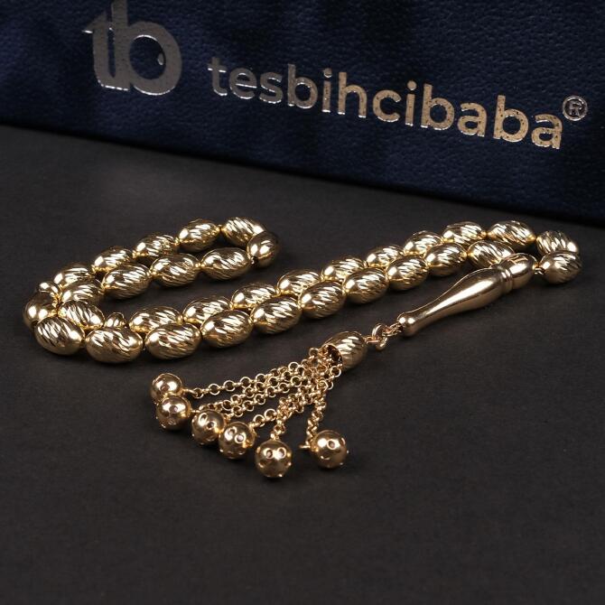 Kalem İşçilik Premium Tasarım 14 Ayar Altın Tesbih - Tesbihcibaba