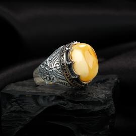 Kalemkar Damla Kehribar Yüzük - Tesbihcibaba