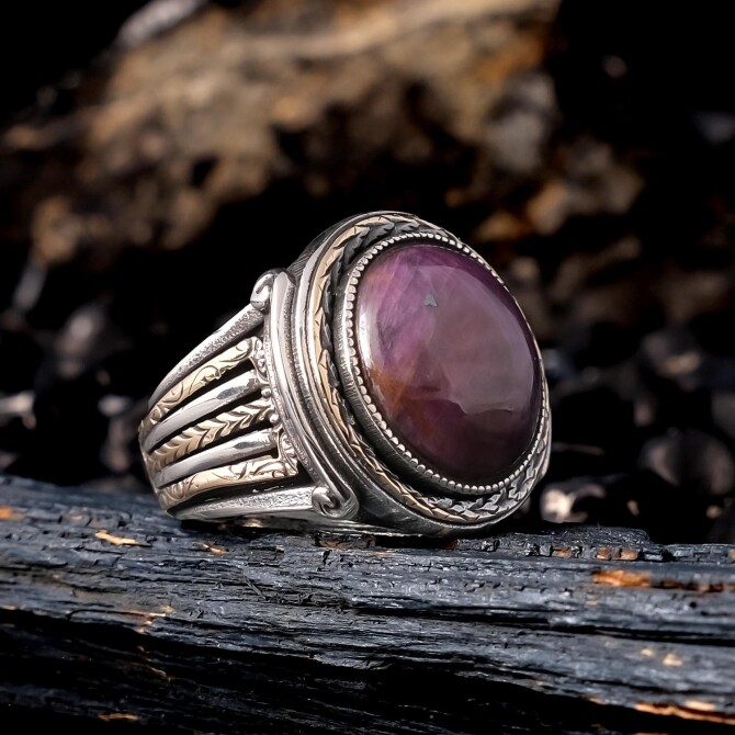 Kan Stone Orjinal Ruby Stone-set 925 K Certified Silver Ring