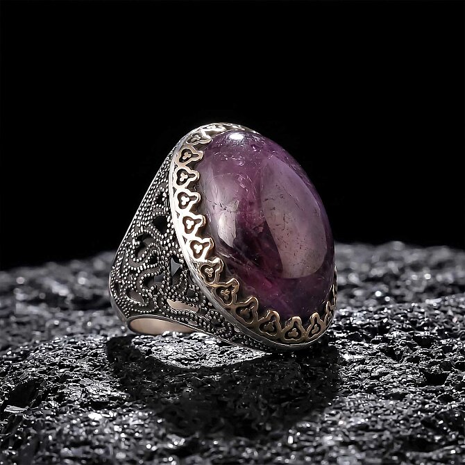 Kan Stone Orjinal Ruby Stone-set Certified Silver Ring