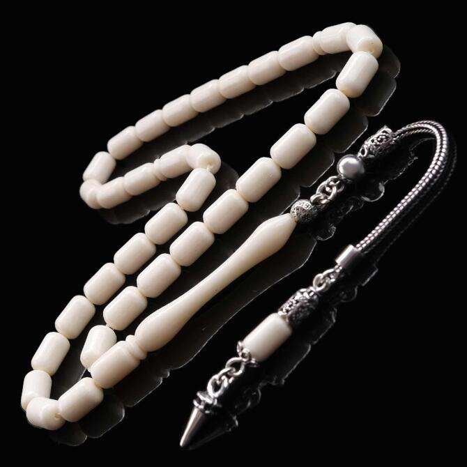 Kapsül Kesim Deve Kemiği Gümüş Tasarım Tesbih - Tesbihcibaba