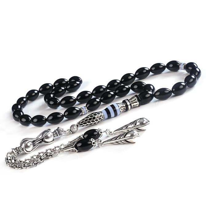 Kara İnci Beyzi Kesim Nakkaş İmame Erzurum Oltu Taşı Tesbih - Tesbihcibaba