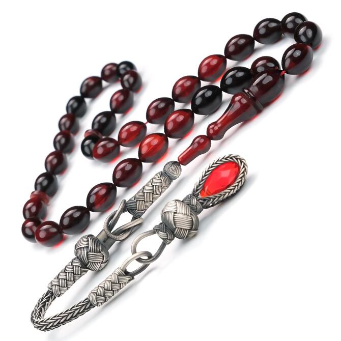 Kazaz Kamçı İs Kırmızısı Ateş Kehribar Tesbih - Tesbihcibaba