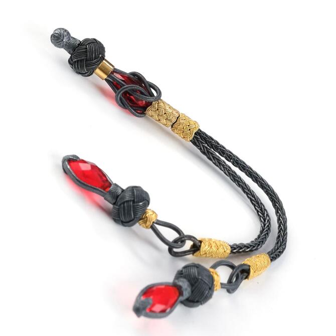 Kazaz Kırmızı Zirkon Taşlı Tesbih Püskülü - Tesbihcibaba