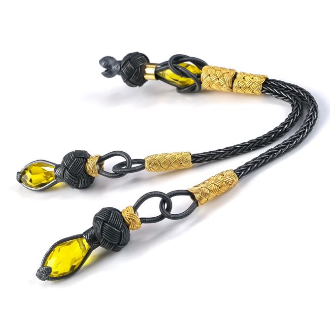 Kazaz Sarı Zirkon Gümüş Tesbih Püskülü - Tesbihcibaba