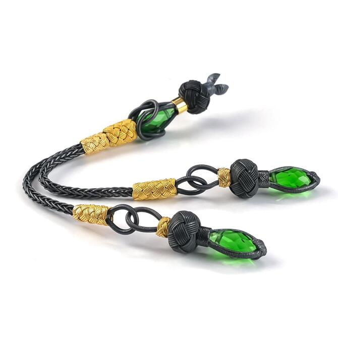 Kazaz Yeşil Zirkon Gümüş Tesbih Püskülü - Tesbihcibaba