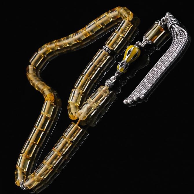 Kesme Cep Boy Damla Kehribar Tesbih - Tesbihcibaba