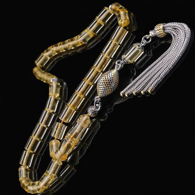 Kesme Cep Boy Kafes Püskül Damla Kehribar Tesbih - Tesbihcibaba