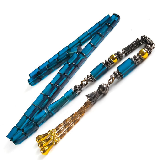 Kesme Çift Renk Püskül Sıkma Kehribar Tesbih - Tesbihcibaba