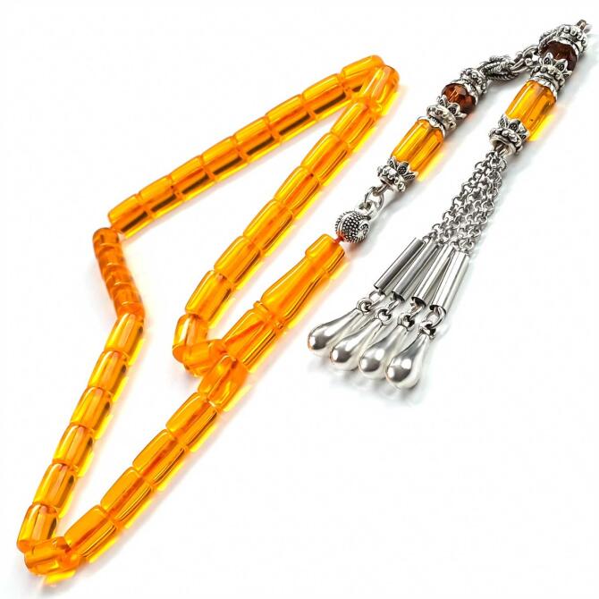 Kesme El Boy Gün Kızılı Ateş Kehribarı Tesbih - Tesbihcibaba