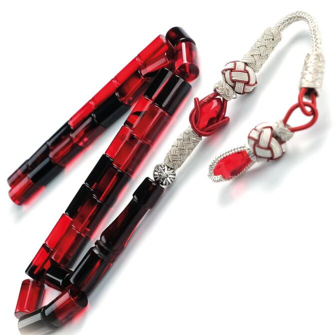 Kesme Gece Kızılı Bafon Kazaz Kamçı Ateş Kehribar Tesbih - Tesbihcibaba