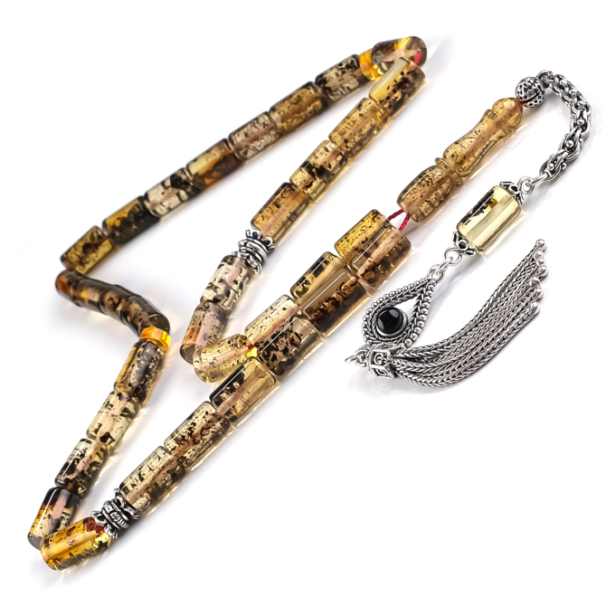 Kesme Model Fosil Damla Kehribar Tesbih - Tesbihcibaba