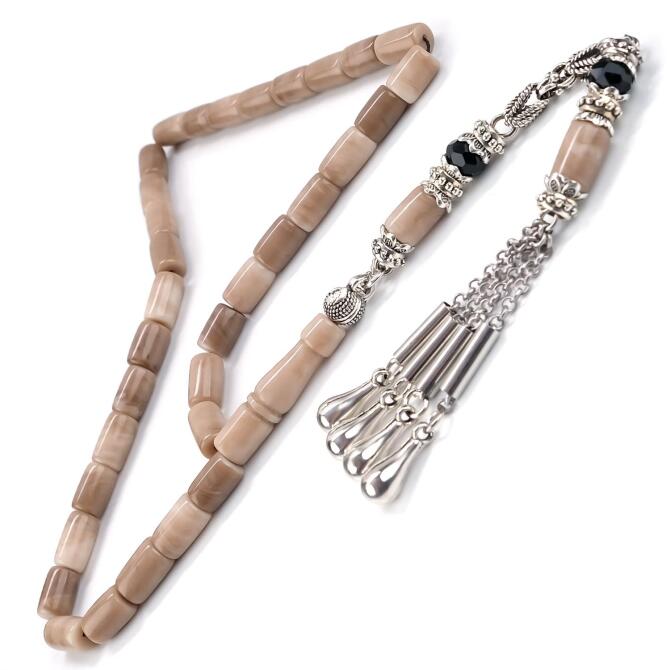 Kesme Mozaik Bilek Boy Sıkma Kehribar Tesbih - Tesbihcibaba