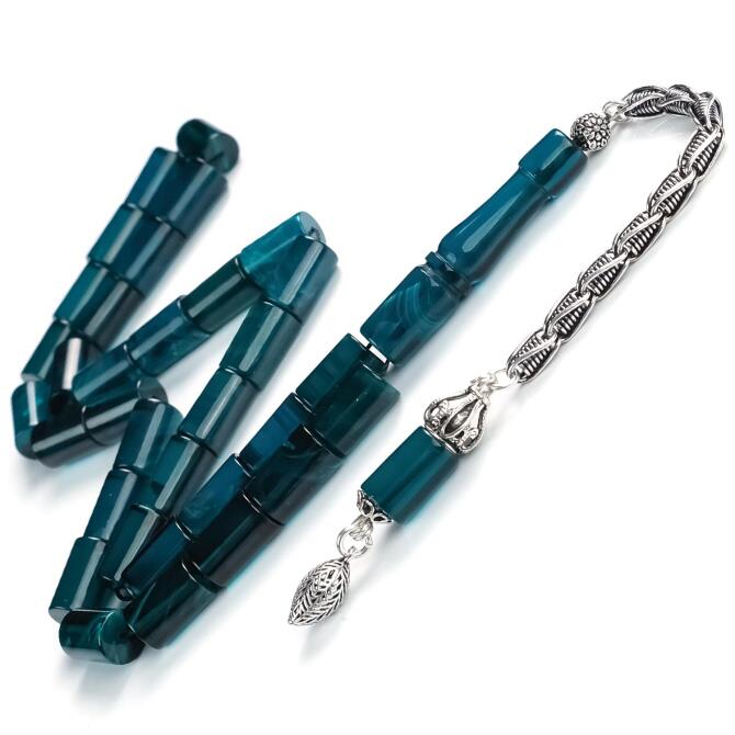 Kesme Yeşim Mozaik Sıkma Kehribar Tesbih - Tesbihcibaba